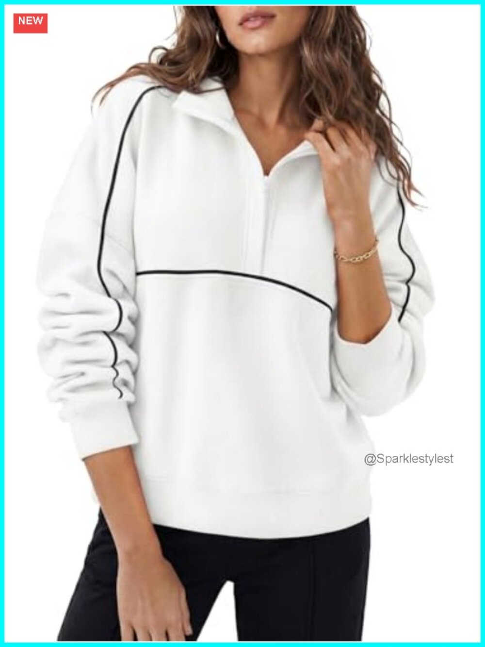 Womens Oversized Sweatshirt Zip V Neck Long Sleeve Pullover Top